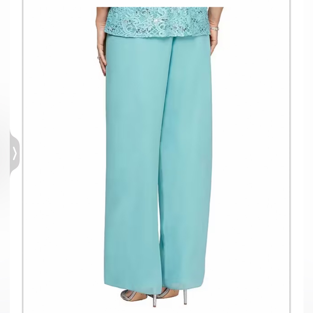 Alex Evenings Chiffon Pants/Xl/Brand New/Seafoam